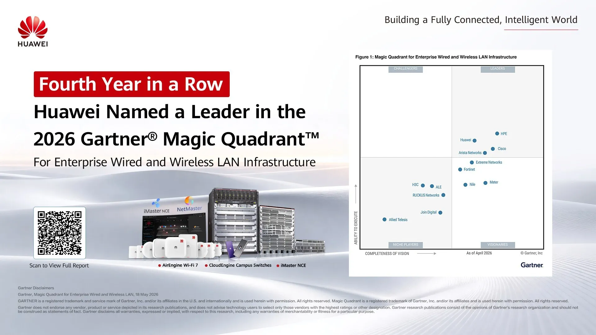 Huawei Named a Leader in the 2026 Gartner® Magic Quadrant™ for Enterprise Wired and Wireless LAN Infrastructure for the Fourth Year in a Row